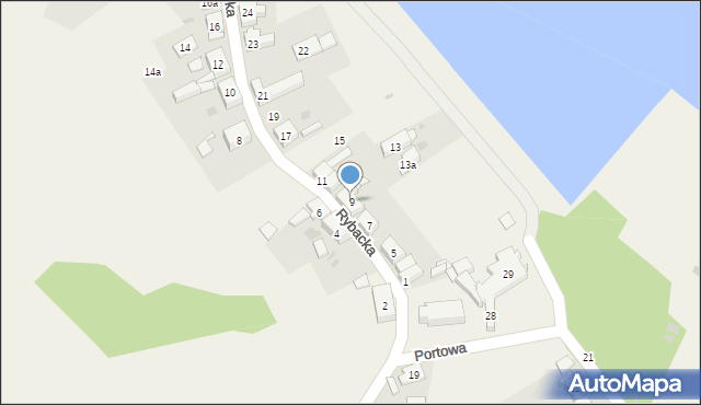 Trzebież, Rybacka, 9, mapa Trzebież