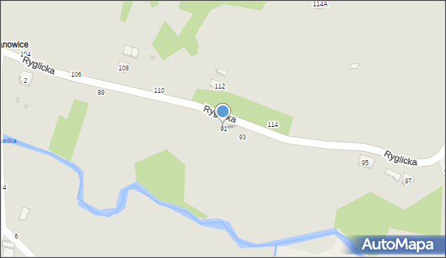 Tuchów, Ryglicka, 91, mapa Tuchów