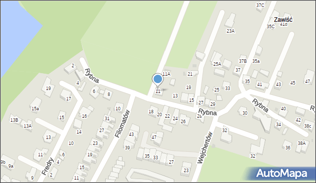 Tychy, Rybna, 11, mapa Tychów