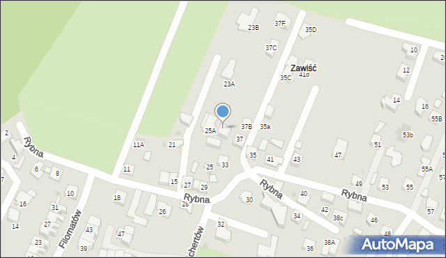 Tychy, Rybna, 37A, mapa Tychów