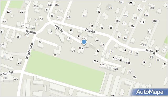Tychy, Rybna, 38B, mapa Tychów
