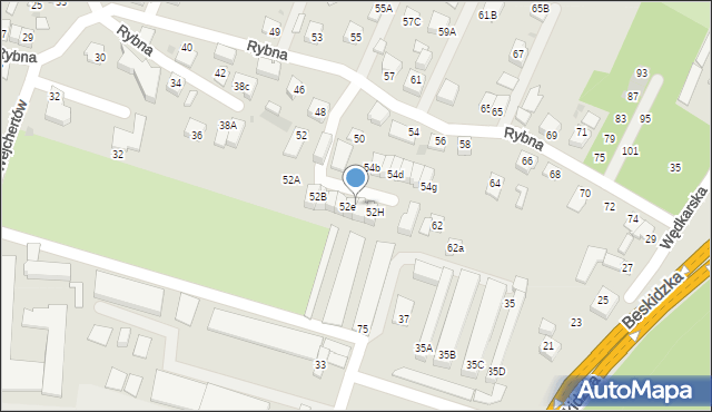 Tychy, Rybna, 52f, mapa Tychów