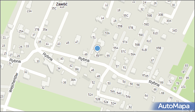 Tychy, Rybna, 53, mapa Tychów