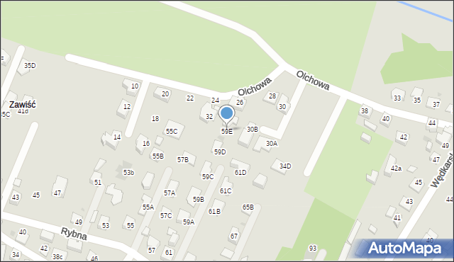 Tychy, Rybna, 59E, mapa Tychów