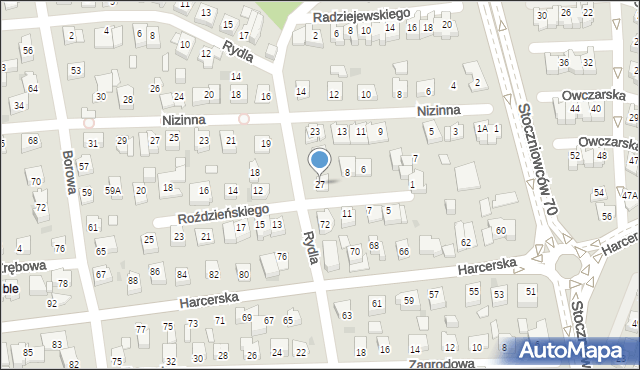 Tychy, Rydla Lucjana, 27, mapa Tychów