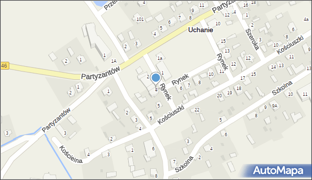 Uchanie, Rynek, 4, mapa Uchanie