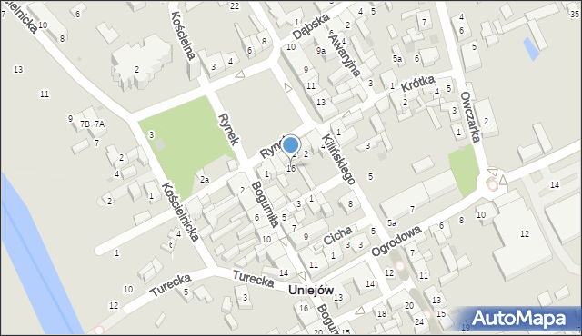 Uniejów, Rynek, 16, mapa Uniejów