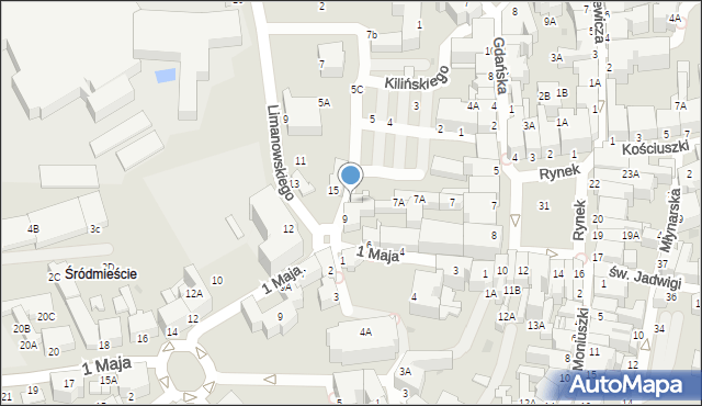 Wałbrzych, Rycerska, 9A, mapa Wałbrzycha