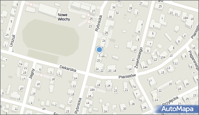 Warszawa, Rybnicka, 20A, mapa Warszawy