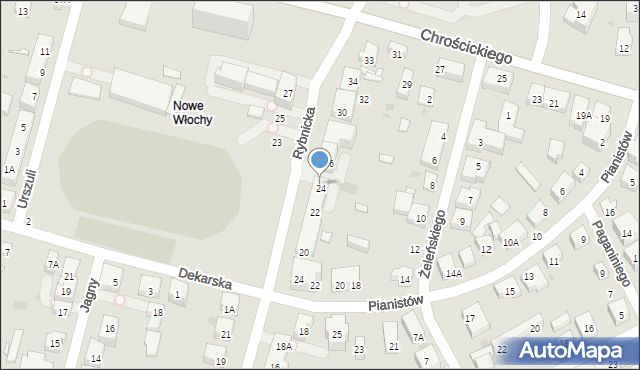 Warszawa, Rybnicka, 24, mapa Warszawy