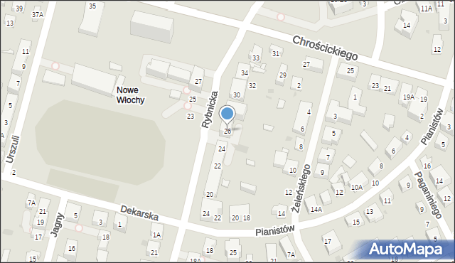 Warszawa, Rybnicka, 26, mapa Warszawy