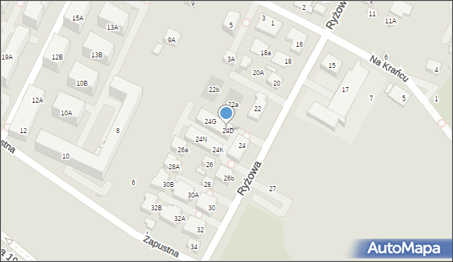 Warszawa, Ryżowa, 24D, mapa Warszawy