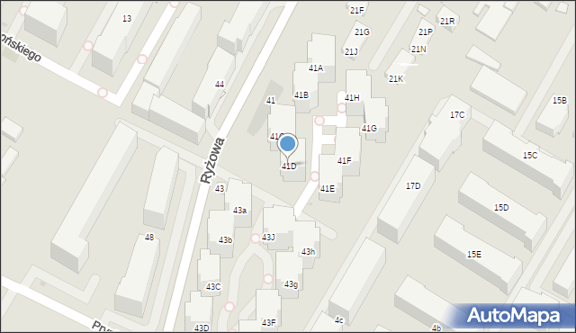 Warszawa, Ryżowa, 41D, mapa Warszawy