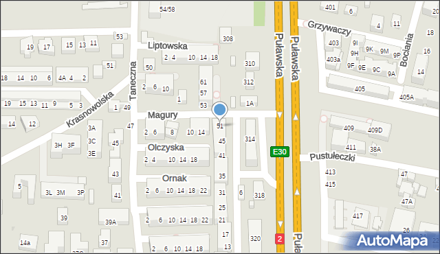 Warszawa, Rysy, 51, mapa Warszawy