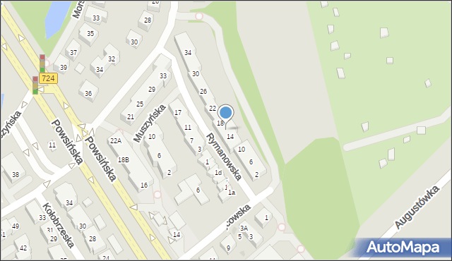 Warszawa, Rymanowska, 16, mapa Warszawy