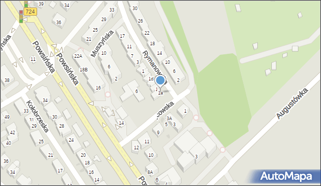 Warszawa, Rymanowska, 1a, mapa Warszawy