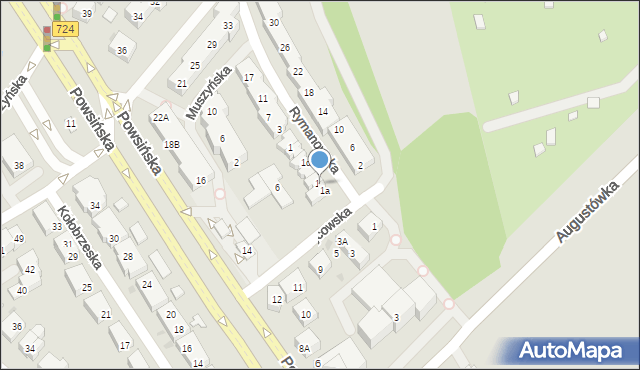 Warszawa, Rymanowska, 1b, mapa Warszawy