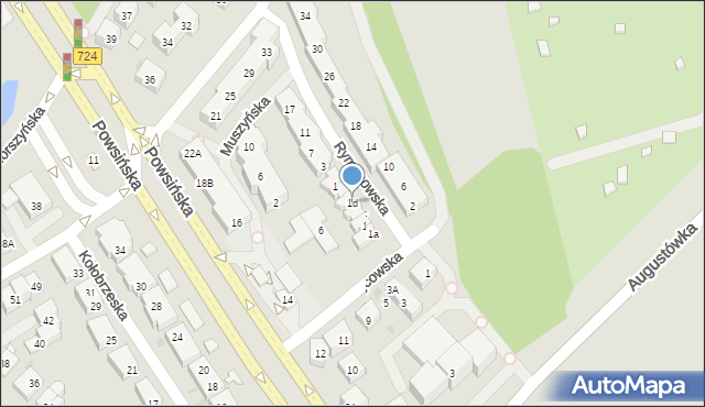 Warszawa, Rymanowska, 1d, mapa Warszawy