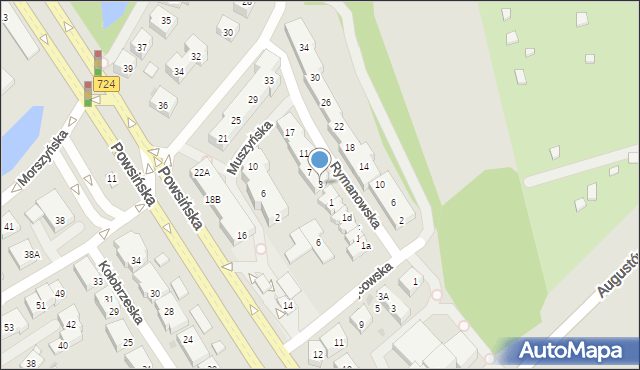 Warszawa, Rymanowska, 3, mapa Warszawy