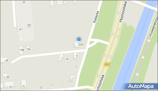 Warszawa, Rybacka, 7, mapa Warszawy
