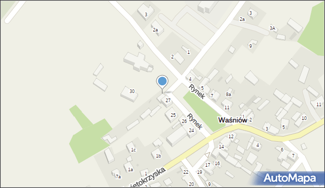 Waśniów, Rynek, 28a, mapa Waśniów