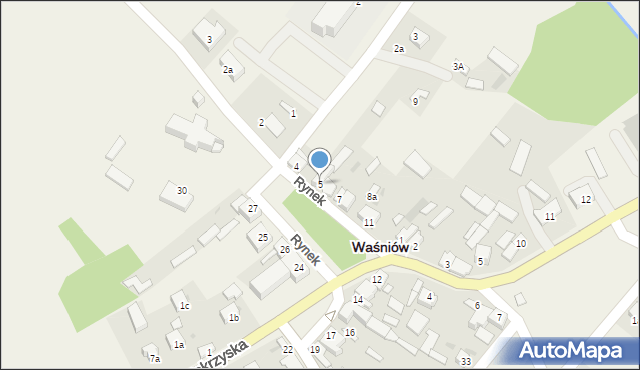 Waśniów, Rynek, 5, mapa Waśniów