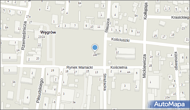 Węgrów, Rynek Mariacki, 14b, mapa Węgrów