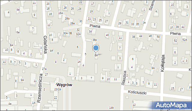 Węgrów, Rynek Mariacki, 8A, mapa Węgrów