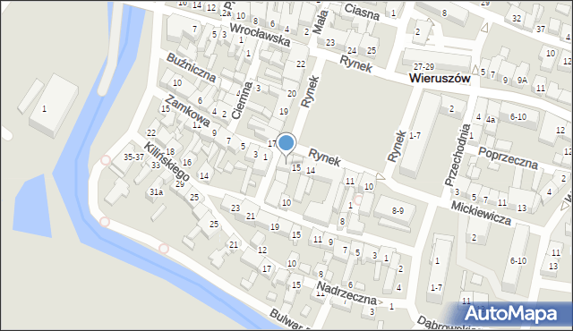 Wieruszów, Rynek, 16, mapa Wieruszów