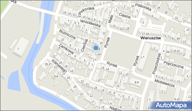 Wieruszów, Rynek, 18, mapa Wieruszów