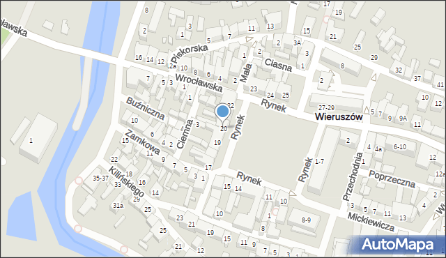 Wieruszów, Rynek, 20, mapa Wieruszów