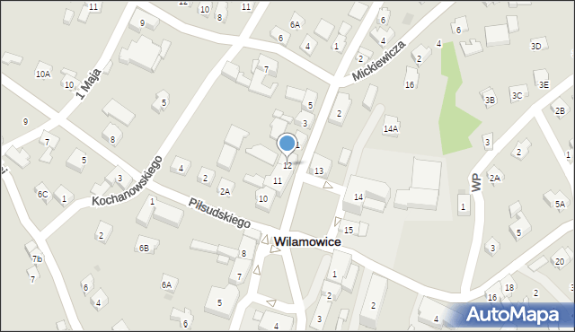 Wilamowice, Rynek, 12, mapa Wilamowice