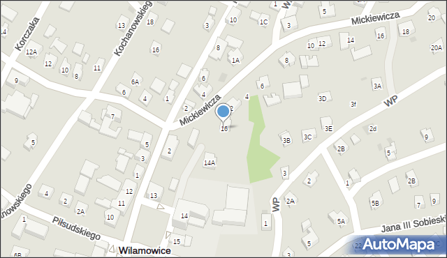 Wilamowice, Rynek, 16, mapa Wilamowice