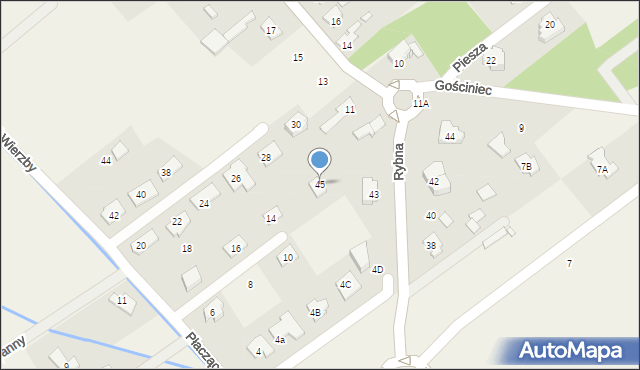 Wola Gołkowska, Rybna, 45, mapa Wola Gołkowska