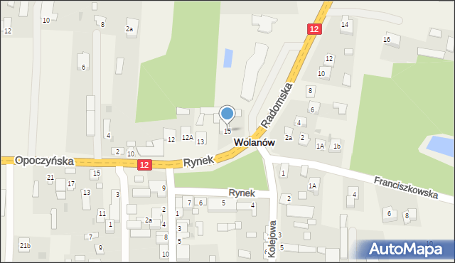 Wolanów, Rynek, 15, mapa Wolanów