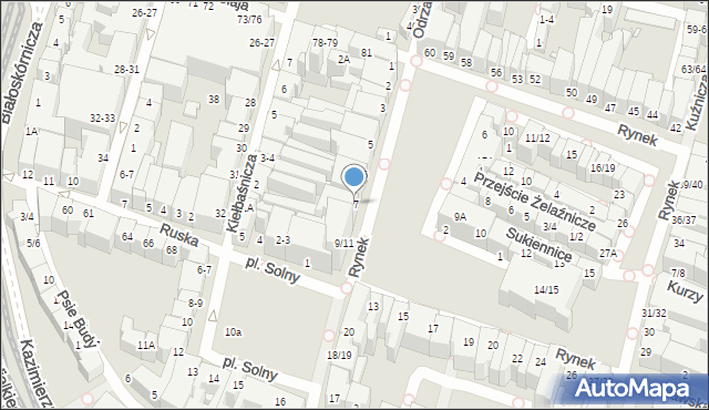 Wrocław, Rynek, 7, mapa Wrocławia