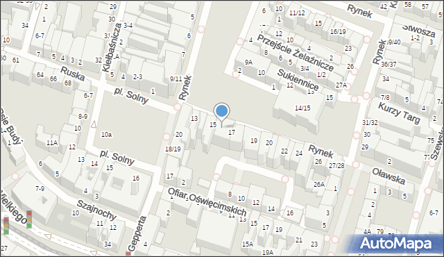 Wrocław, Rynek, 16-17, mapa Wrocławia