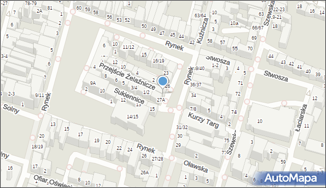 Wrocław, Rynek Ratusz, 27, mapa Wrocławia