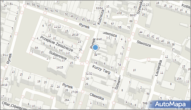 Wrocław, Rynek, 34, mapa Wrocławia