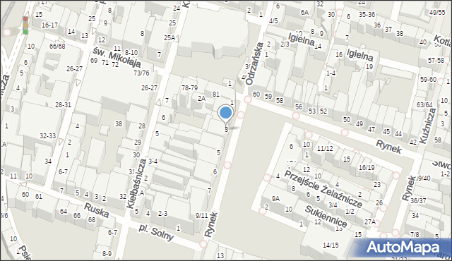 Wrocław, Rynek, 3, mapa Wrocławia