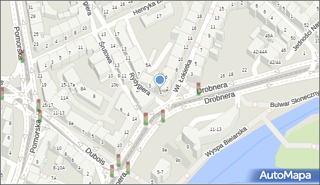 Wrocław, Rydygiera Ludwika, 1, mapa Wrocławia