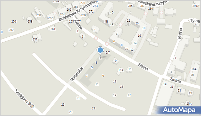 Wrocław, Rycerska, 1, mapa Wrocławia