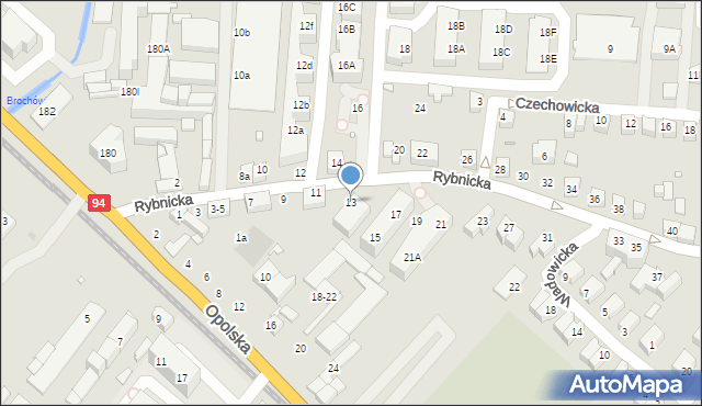 Wrocław, Rybnicka, 13, mapa Wrocławia