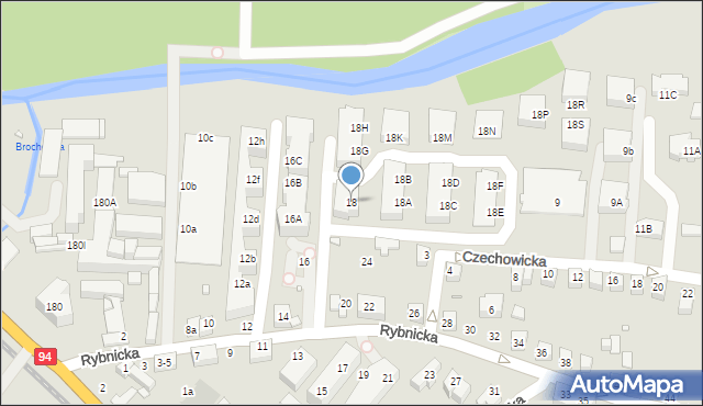 Wrocław, Rybnicka, 18, mapa Wrocławia