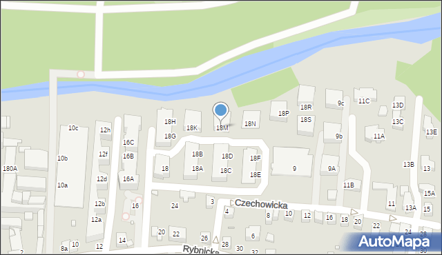 Wrocław, Rybnicka, 18M, mapa Wrocławia