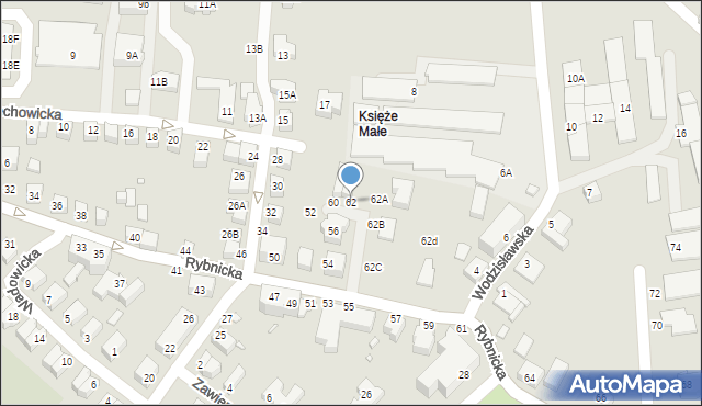 Wrocław, Rybnicka, 62, mapa Wrocławia