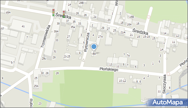 Wrocław, Rytownicza, 6A, mapa Wrocławia