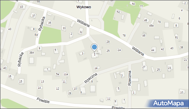 Wykowo, Rybacka, 1, mapa Wykowo