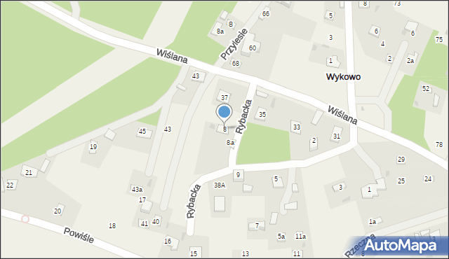 Wykowo, Rybacka, 8, mapa Wykowo