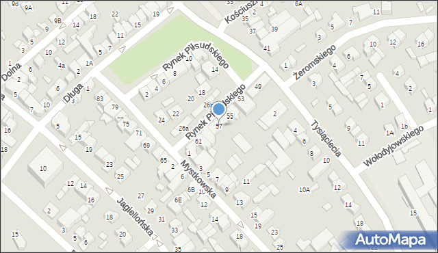 Wysokie Mazowieckie, Rynek Piłsudskiego Józefa, marsz., 57, mapa Wysokie Mazowieckie